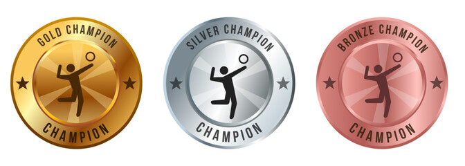 Volley ball figure jump championship competition tournament beach ball sport medal medallion gold golden silver bronze