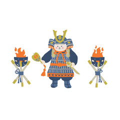 端午の節句のための武将のイラスト