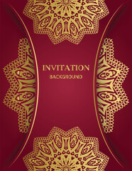 Ornamental invitation card with floral mandala. Royal gorgeous arabesque style invitation card. invitation, wedding card, Diwali, decoration. India, Indian, Arabic, Damask, Asian, Turkish, Dubai. 