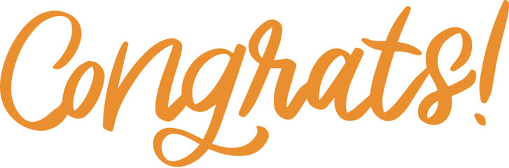Congrats! lettering greeting sign. Handwritten modern brush lettering with golden stars. Text for postcard, T-shirt print design, banner, poster, web, notebook, sketchbook. Isolated vector