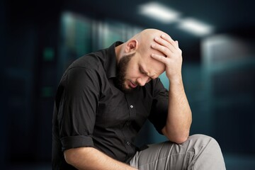 Portrait of Emotional young Man Stressed, Having  Problems,