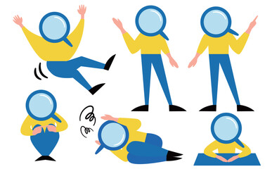 検索に関連するビジネスマン人物ベクターイラスト_混乱・web3・調査・失敗・サーチ