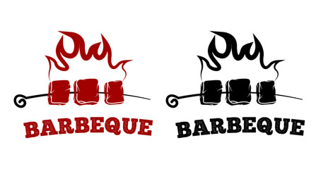 meat skewer barbeque with fire logo