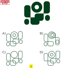 Puzzle game for children. Find correct shadow. Preschool printable worksheet activity for kids. Education game, iq test, brain training
