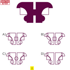 Puzzle game for children. Find correct shadow. Preschool printable worksheet activity for kids. Education game, iq test, brain training
