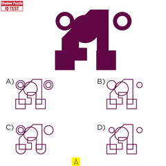 Puzzle game for children. Find correct shadow. Preschool printable worksheet activity for kids. Education game, iq test, brain training