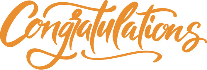 Congrats! lettering greeting sign. Handwritten modern brush lettering with golden stars. Text for postcard, T-shirt print design, banner, poster, web, notebook, sketchbook. Isolated vector
