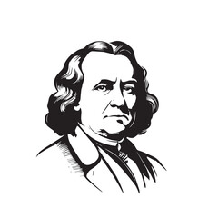 Benjamin Franklin. White background, sticker vector
