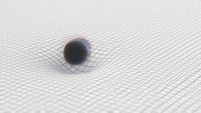 Abstract Distorted spacetime gravity of anomaly object -  Black hole, big object -  curved mesh, grid - quantum phenomenon.