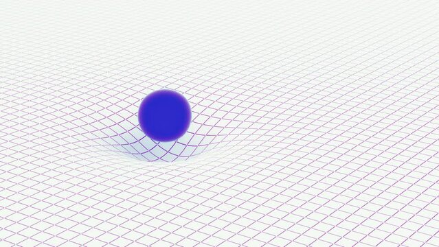 Curved spacetime. General Relativity Grid.  Loop ready. Gravity and the general theory of relativity concept. 3D Render Animation
