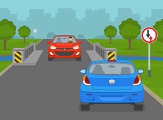 Safe driving tips and traffic regulation rules. Car stopped at 