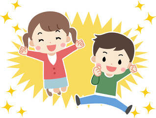 喜ぶ子供のイラスト　キラキラ