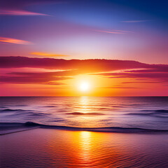 "Tranquil Horizon: A Vibrant Sunset Over the Serene Ocean"