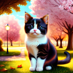 Obraz premium cute cat play in the park