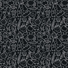 Seamless food background. Drawing food pattern