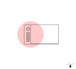 graphic pad with Pen tablet, stylus, drawing tool isolated outline sign. Digital devices and electronic gadgets concept. graphic pad element vector, Pen vector design , Drawing Tablet Vectors