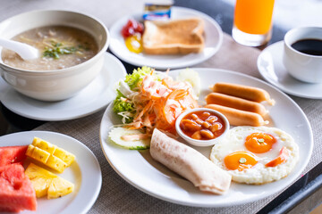 american breakfast set meal for eat