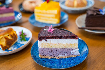delicious and colorful cake for eat in cafe