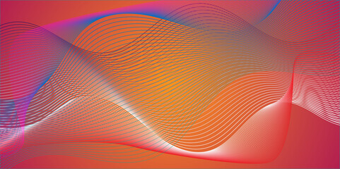 Abstract orange blue lines wave background and abstract gradiant and red wave curve lines banner background design. Vector illustration. Modern template abstract design flowing particles wave.