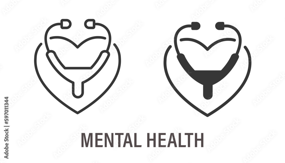 Canvas Prints mental health icons. symbol of charity, cardiology, psychological care. vector illustration.