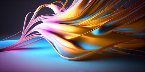 Abstract shapes, waving colorful lines, AI generated   background with postproduction 