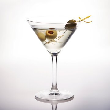 Dry Martini cocktail Isolated on White. Generative AI