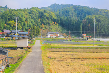 the fall season landscape of the Toyama countryside, Japan 31 Oct 2013
