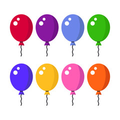 Set of colorful balloons, holiday symbol design.