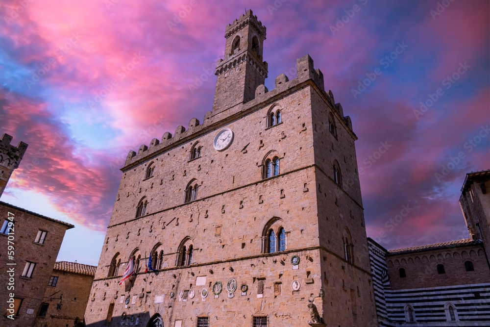 Wall mural palazzo dei priori in the tuscan town of volterra