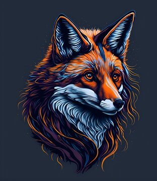 red fox cartoon, red fox, widlife| ai image