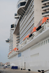 Huge modern luxury cruiseship cruise ship liner Bellissima in port of Palma de Mallorca, Spain...