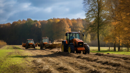 Fototapeta premium tractor in a field