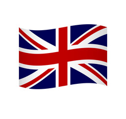 United Kingdom of Great Britain and Northern Ireland flag - simple wavy vector icon with shading.