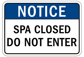 Spa closed sign and labels