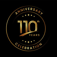 110th Anniversary. Anniversary logo design with gold color ring and text for anniversary celebration events. Logo Vector Template