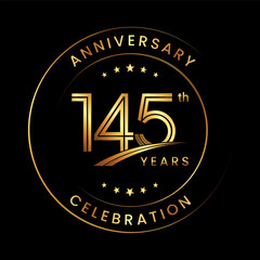 Fototapeta premium 145th Anniversary. Anniversary logo design with gold color ring and text for anniversary celebration events. Logo Vector Template