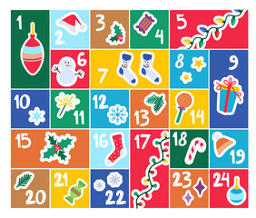 Christmas advent calendar with hand drawn elements