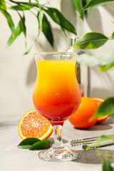 Orange cocktail, concept of fresh delicious summer citrus cocktail