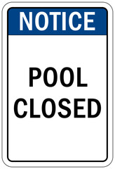 Pool closed sign and labels