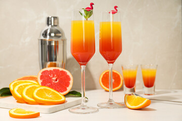 Orange cocktail, concept of fresh delicious summer citrus cocktail