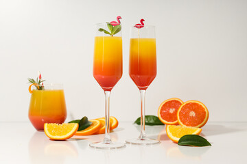 Orange cocktail, concept of fresh delicious summer citrus cocktail