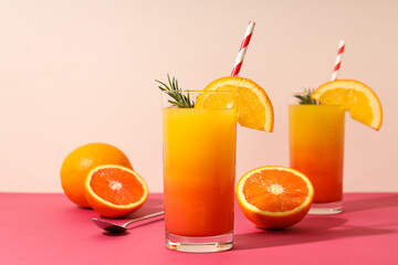 Orange cocktail, concept of fresh delicious summer citrus cocktail