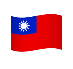 Taiwan flag - simple wavy vector icon with shading.