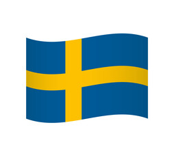 Sweden flag - simple wavy vector icon with shading.