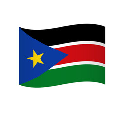 South Sudan flag - simple wavy vector icon with shading.