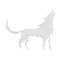 Wolf line art, doodle vector illustration