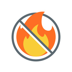 no fire, flame retardant concept illustration flat design icon editable vector eps10