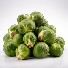Brussels Sprouts Isolated on White. Generative AI