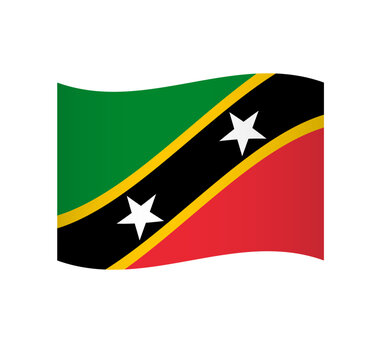 Saint Kitts and Nevis flag - simple wavy vector icon with shading.