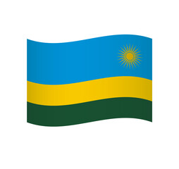 Rwanda flag - simple wavy vector icon with shading.